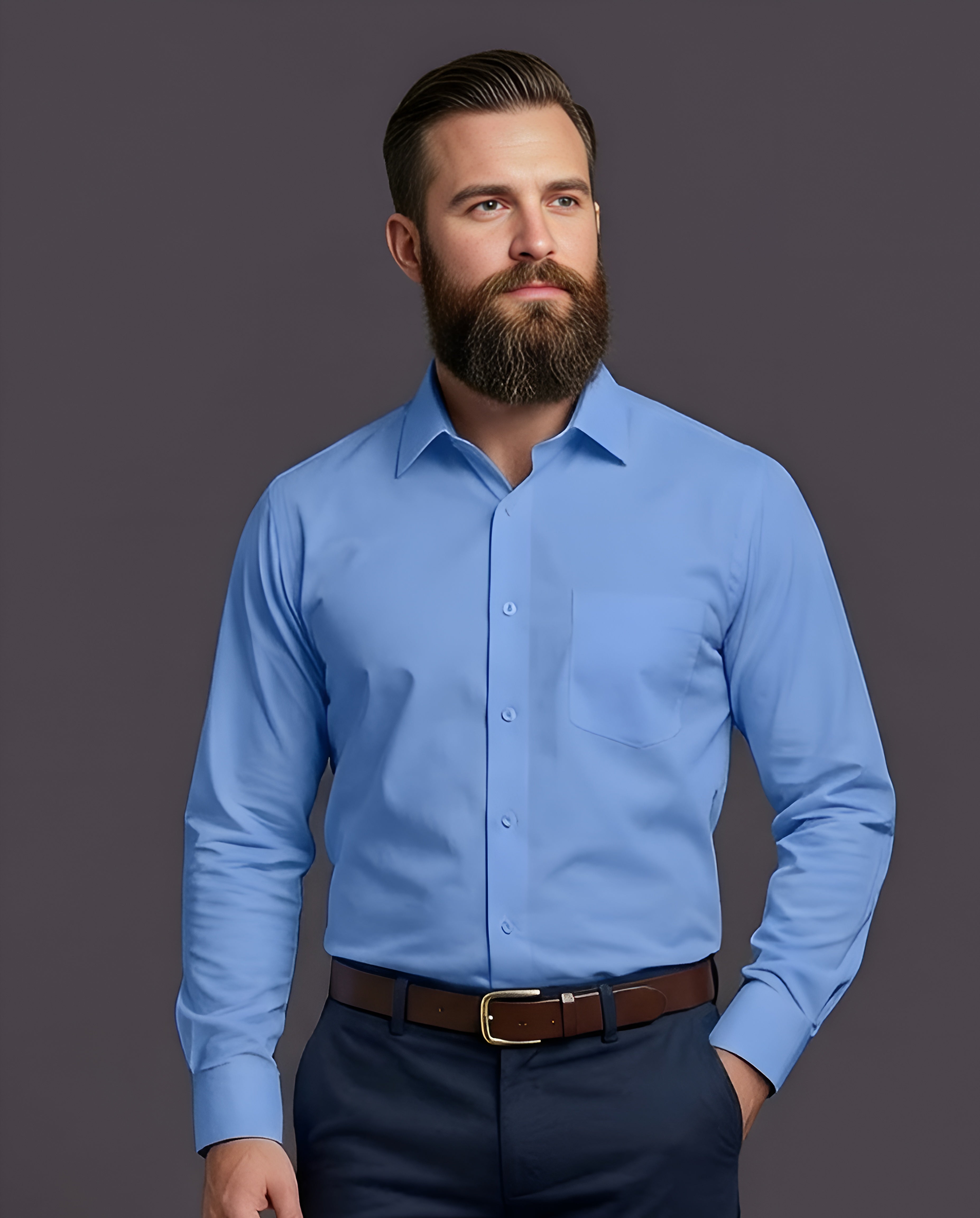 AZERE | SLIM FIT CASUAL PLAIN SHIRT 1010