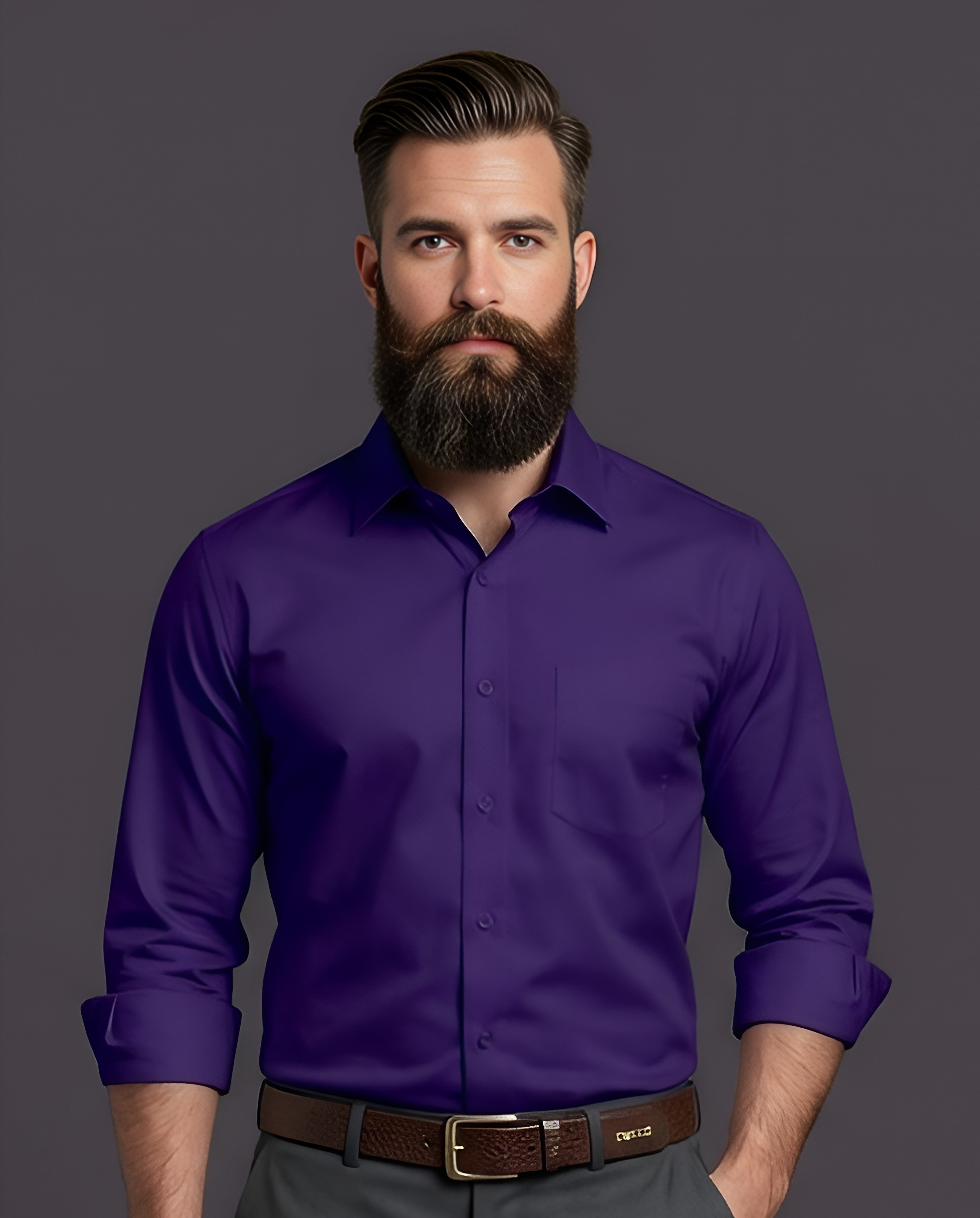 EGPLAN | SLIM FIT CASUAL PLAIN SHIRT 1018