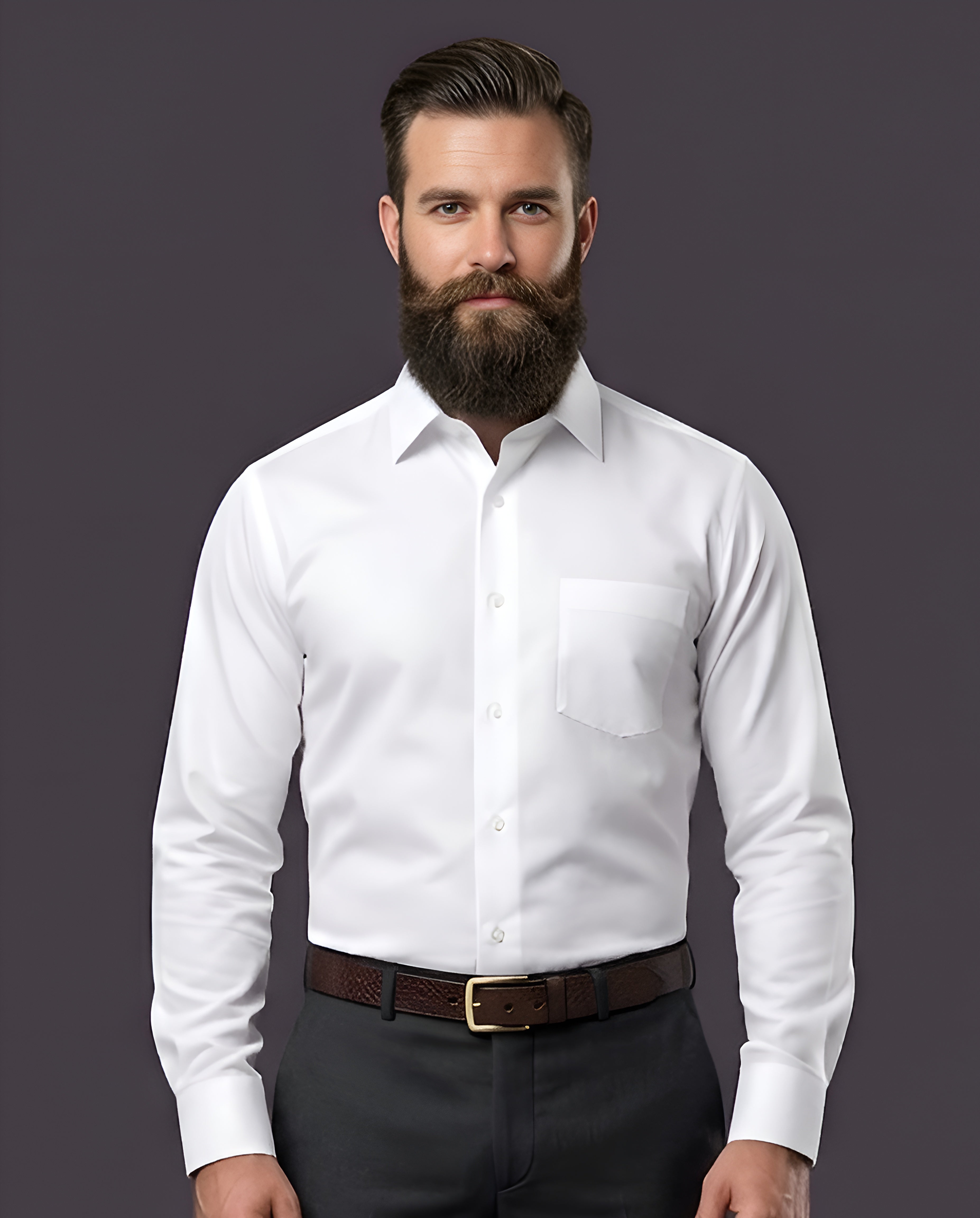 WHITE RIVER | SLIM FIT CASUAL PLAIN SHIRT 1019