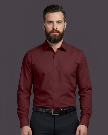 BURGUNDY | SLIM FIT CASUAL PLAIN SHIRT 1020