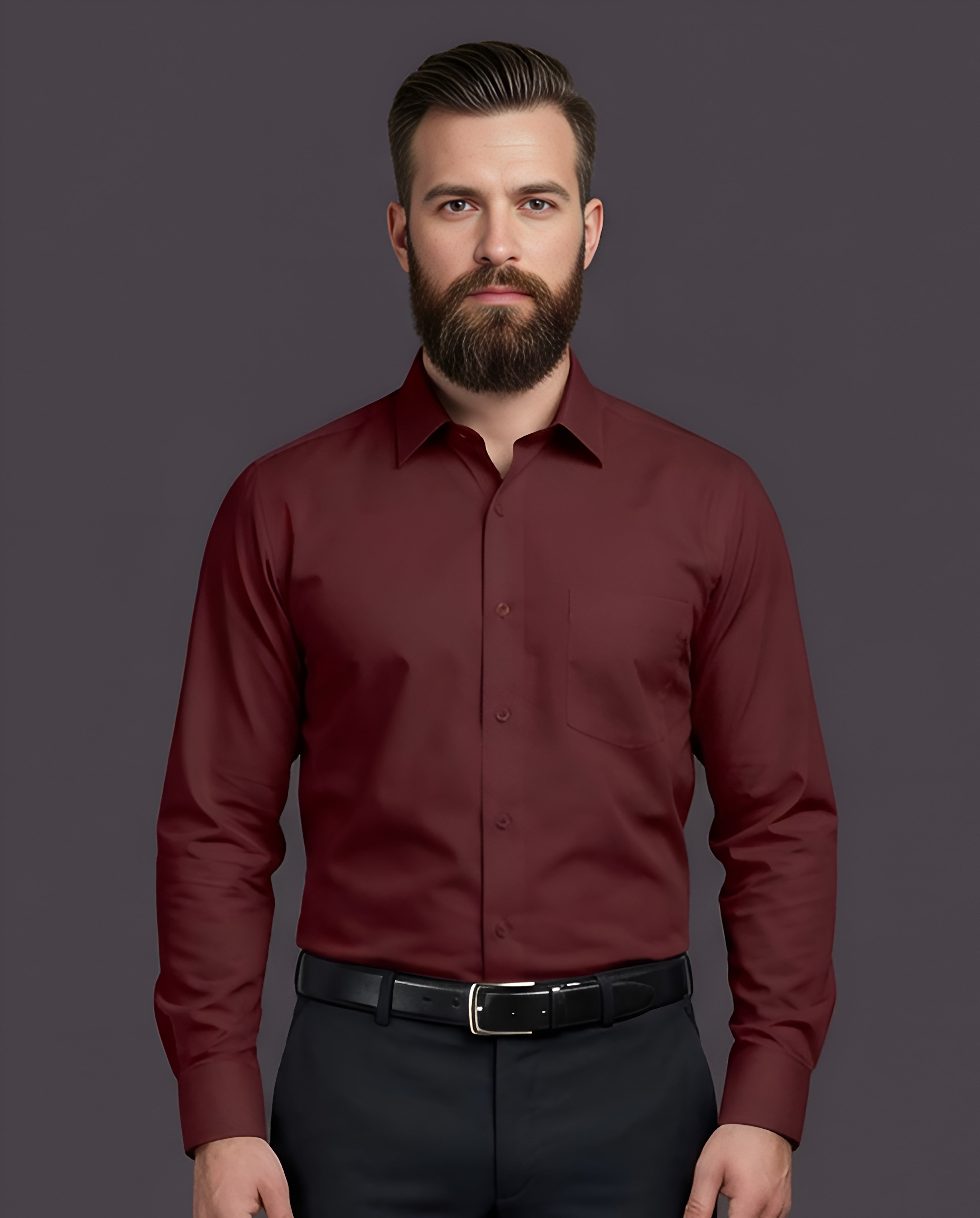 BURGUNDY | SLIM FIT CASUAL PLAIN SHIRT 1020