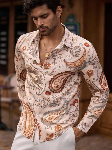 Men’s Premium Paisley Printed Shirt – Slim Fit Casual Designer Shirt